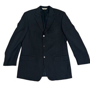 Pronto Uomo men's blazer sport coat 42L black wool 2 button suit jacket